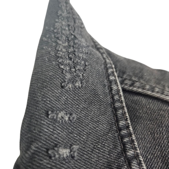 Free People Distressed Denim Jacket Black S (Fits Like M) Thrashed Grunge Skater - Picture 4 of 15